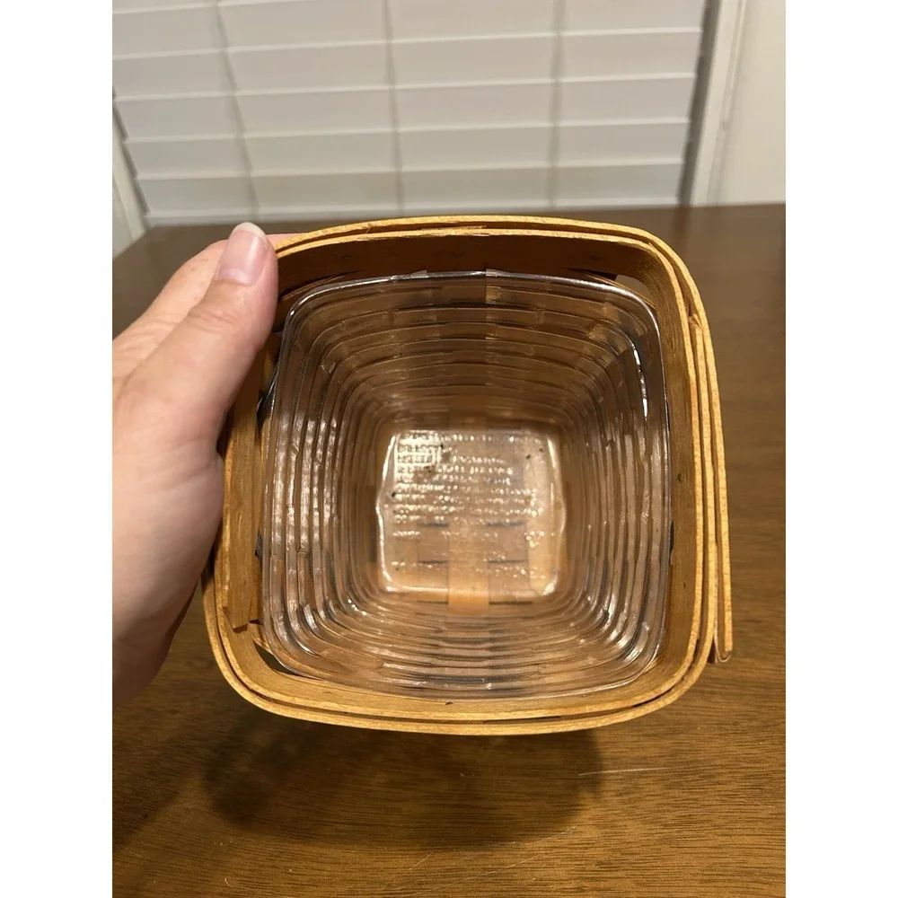 Longaberger '97 Heartland Small Spoon Basket Wooden Woven Handmade Plastic Liner